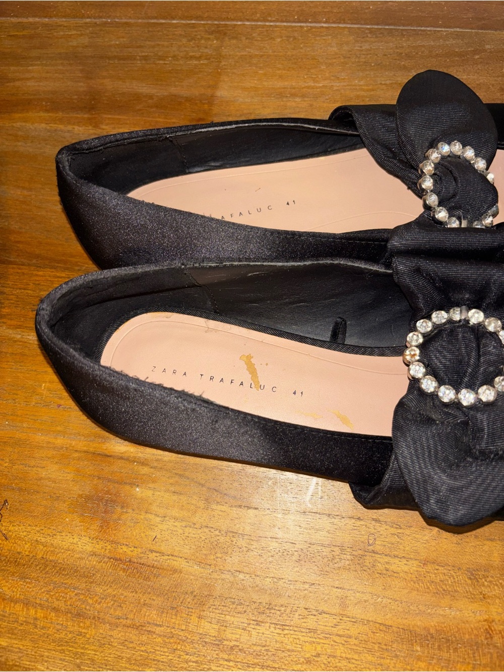 Zara Trafaluc Black jewel Satin Ballet Flats - Picture 4 of 6